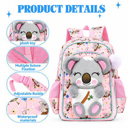 Girl's 3D Fox Plush School Backpack