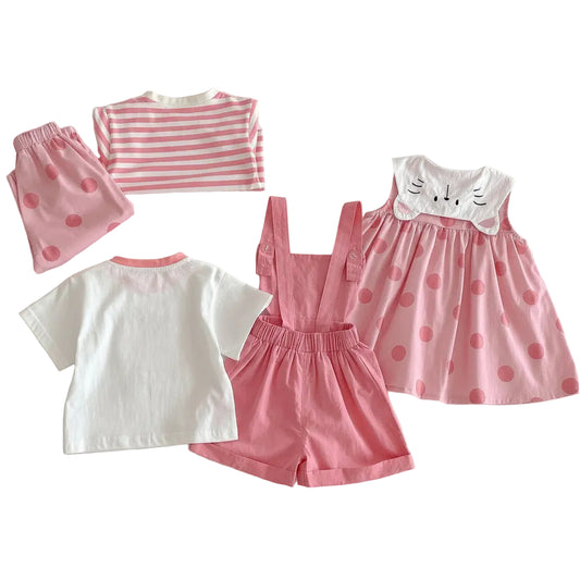 Girls' Pink Cat Outfit Set