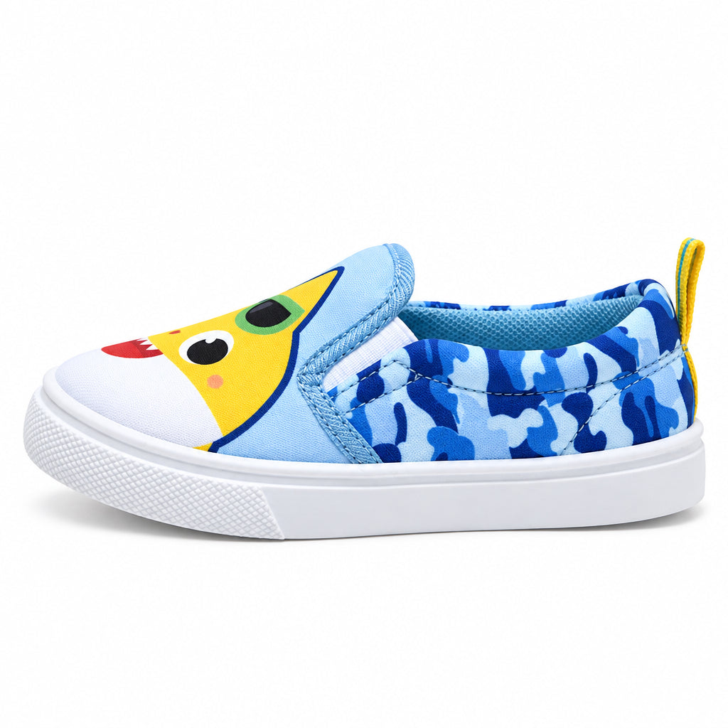 Kids' Baby Shark Slip-On Canvas Blue Camo Sneakers