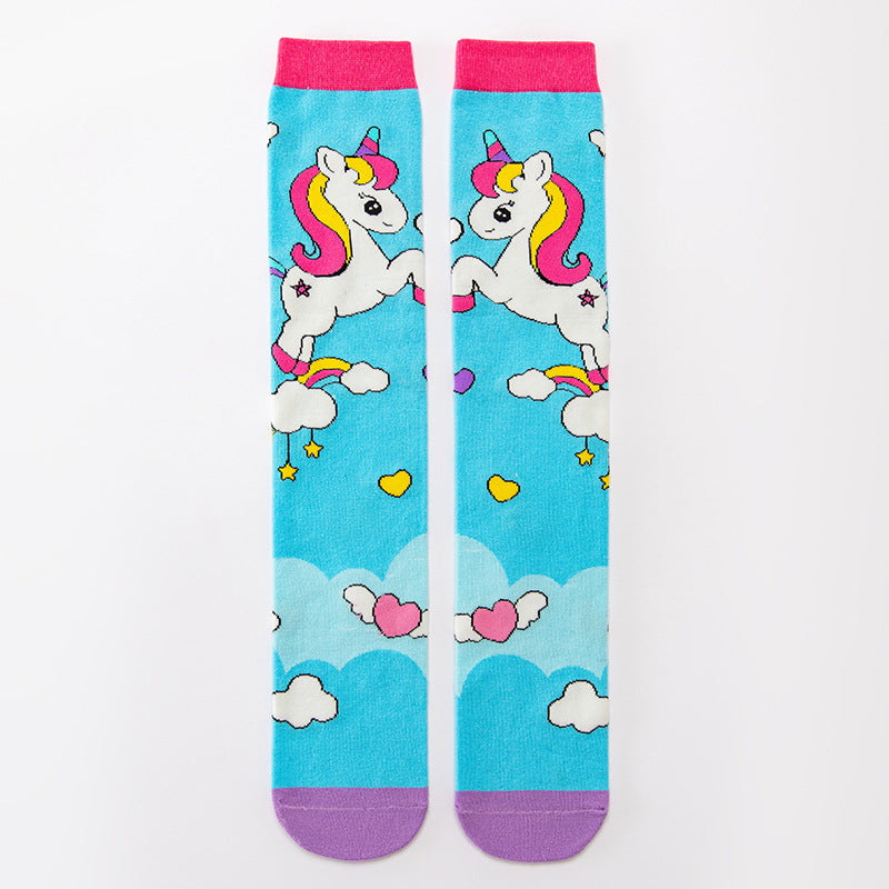 Adorable Children's Knee-High Unicorn Crazy Socks