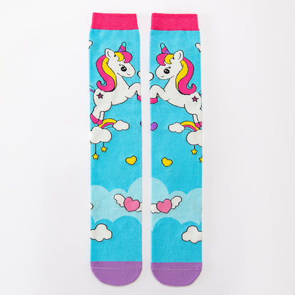 Adorable Children's Knee-High Unicorn Crazy Socks