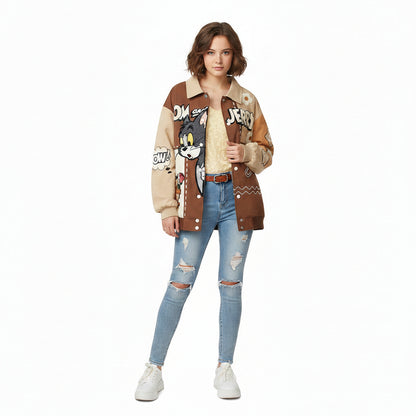 Tom and Jerry Patchwork Varsity Jacket
