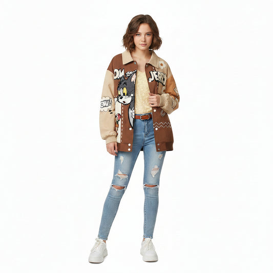 Tom and Jerry Patchwork Varsity Jacket