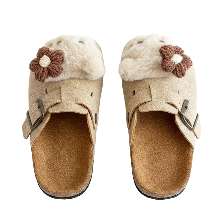 Happy Hops Girl's Kitty Inspired Suede Mule - Beige