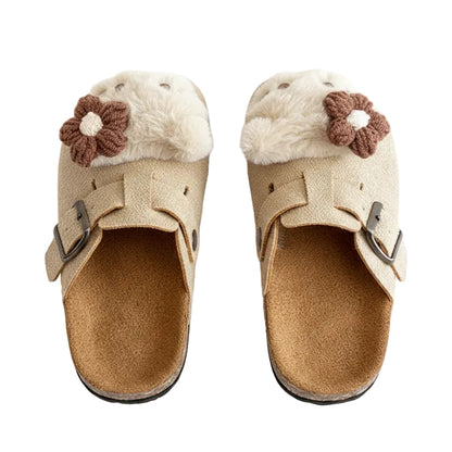 Happy Hops Girl's Kitty Inspired Suede Mule - Beige