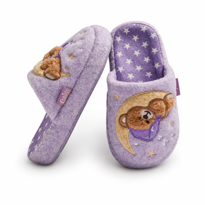 Children's Starry Night Sleepy Bear Slippers