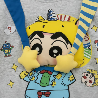 Kids Crayon Shin-Chan 3D Applique Pullover Sweatshirt