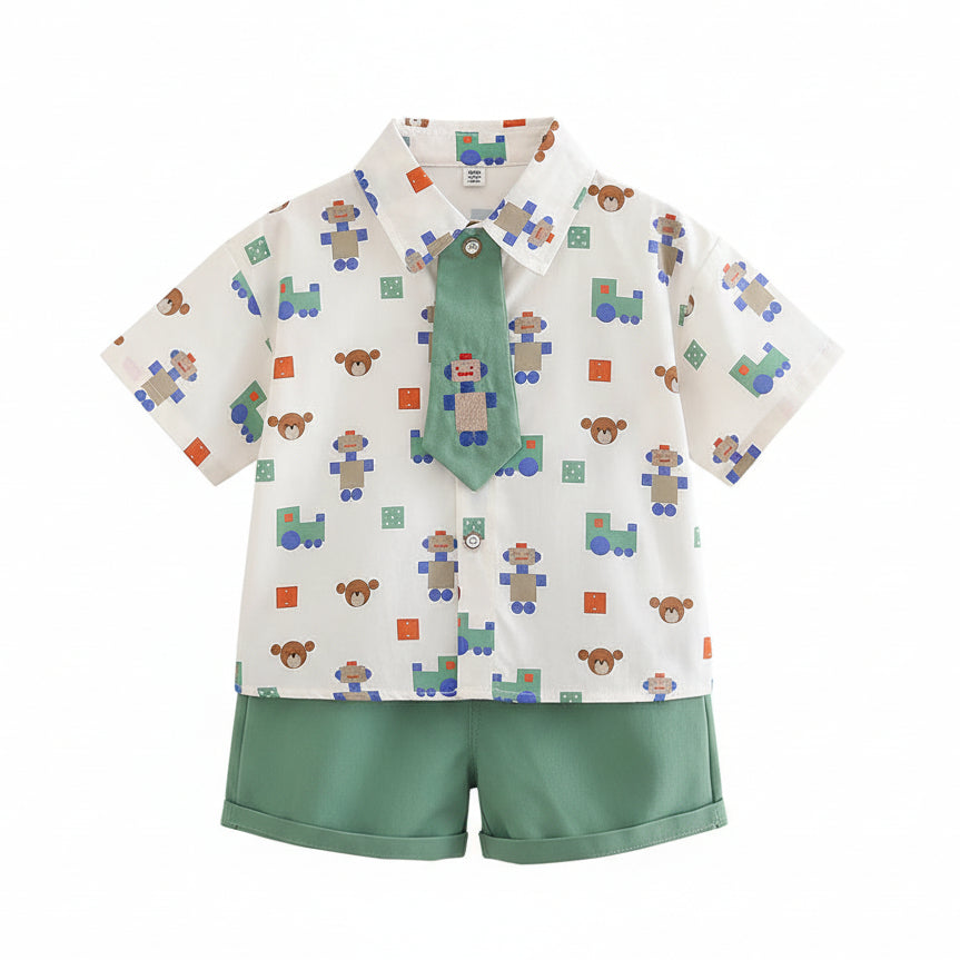 Boy's The Little Conductor Summer 3-Piece Outfit Set