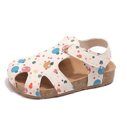 ZYLUS Happy Hops Girls Multi-Color Polka Dot Cork Sandals