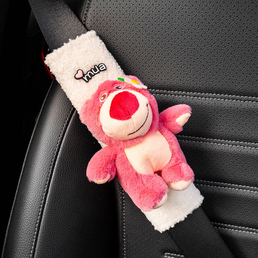 Adorable Disney Cartoon Plush Car Seat Belt Cover Set