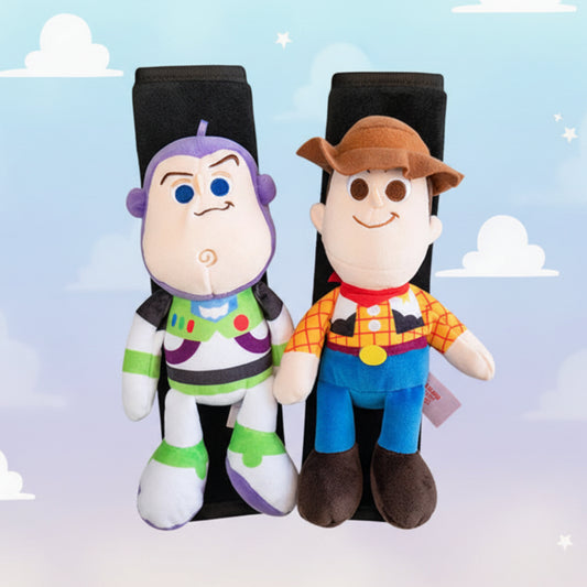 Toy Story Buzz Lightyear & Woody Plush Seat Belt Protective Cover Set