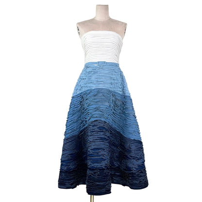 Ombré Denim Bandeau Midi Dress.