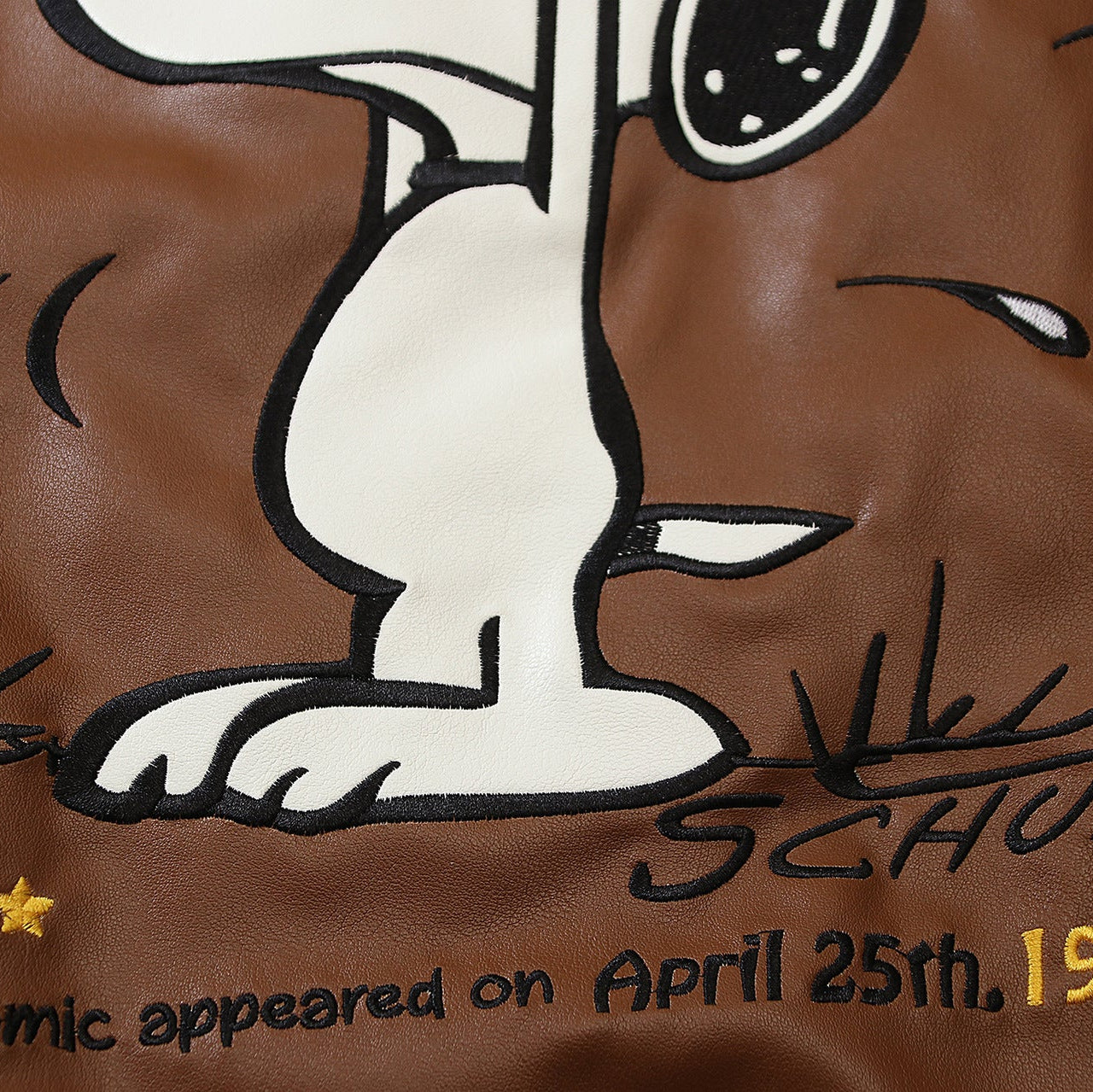 Snoopy "Disappear" PU Leather Varsity Jacket