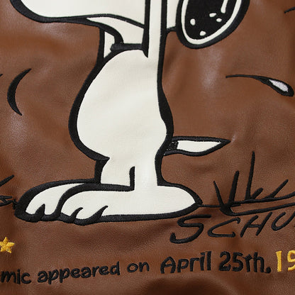 Snoopy "Disappear" PU Leather Varsity Jacket
