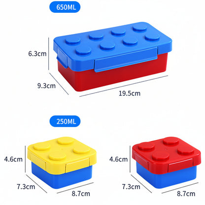 Building Block Lunch Box & 400ml Twist Free Water Bottle 4Pcs Set