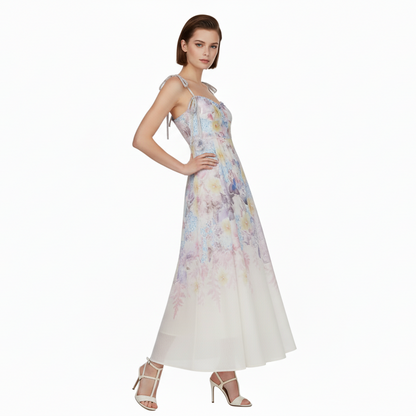Fleura Embroidered Sweetheart Midi Dress