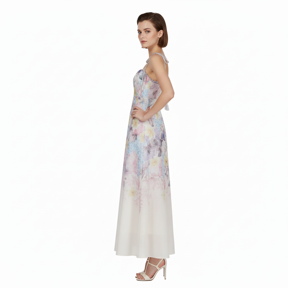 Fleura Embroidered Sweetheart Midi Dress
