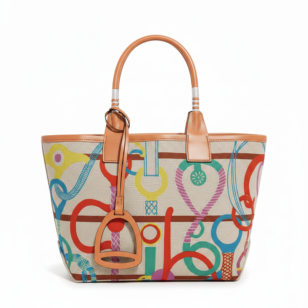 Women's Elegant Canvas Tote Bag - Multicolor