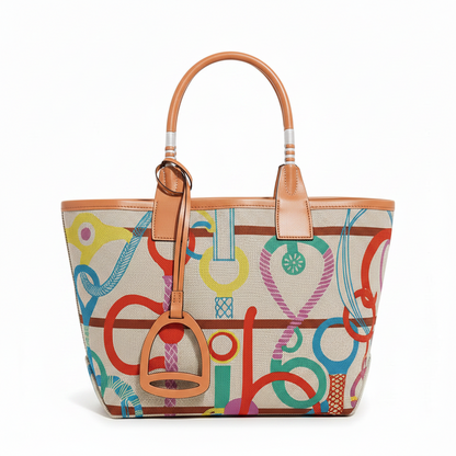 Women's Elegant Canvas Tote Bag - Multicolor