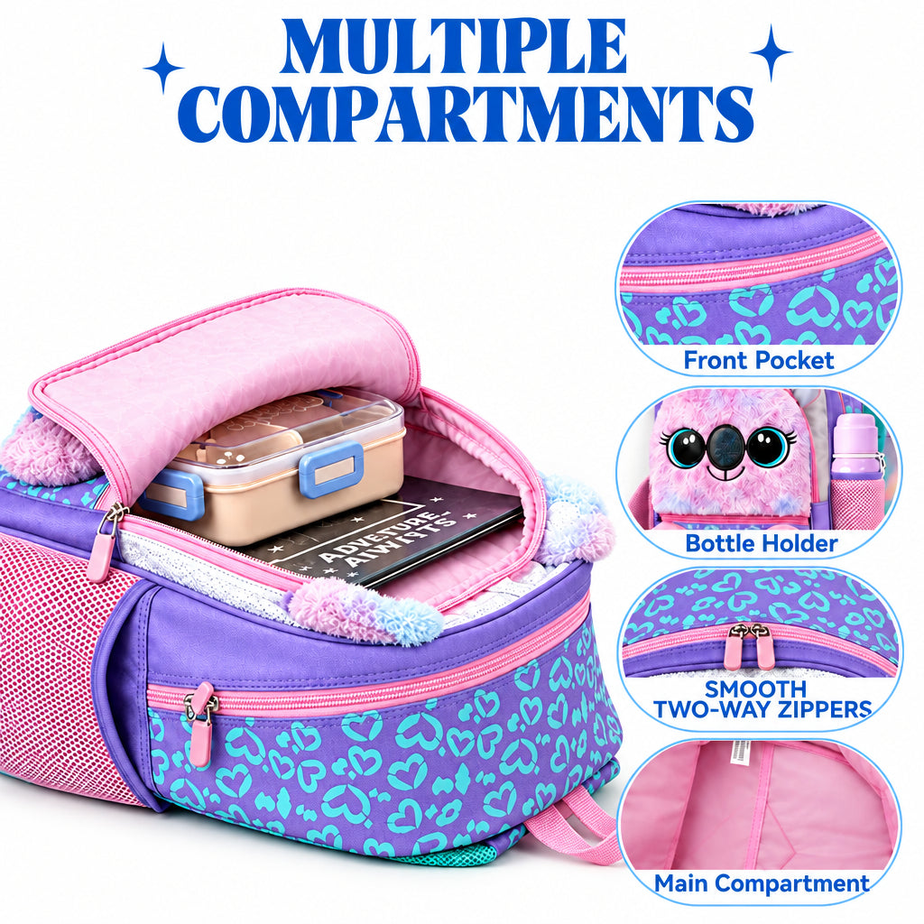 Girl's 3D Plush Koala Bear School Backpack