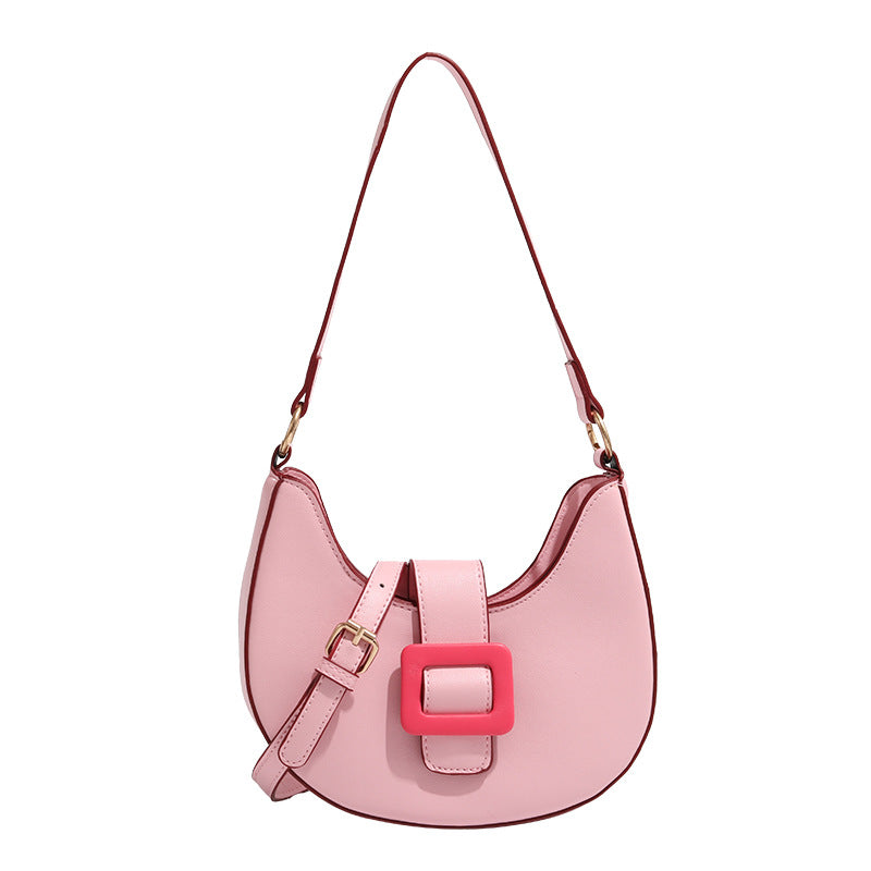 Buckle Crescent Moon Shoulder Bag