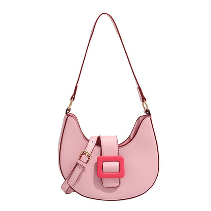 Buckle Crescent Moon Shoulder Bag