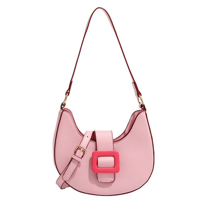 ZYLUS Buckle Crescent Moon Shoulder Bag
