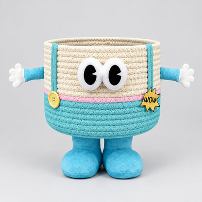 Cute 3D Monster Woven Cotton Rope Storage Basket with Feet