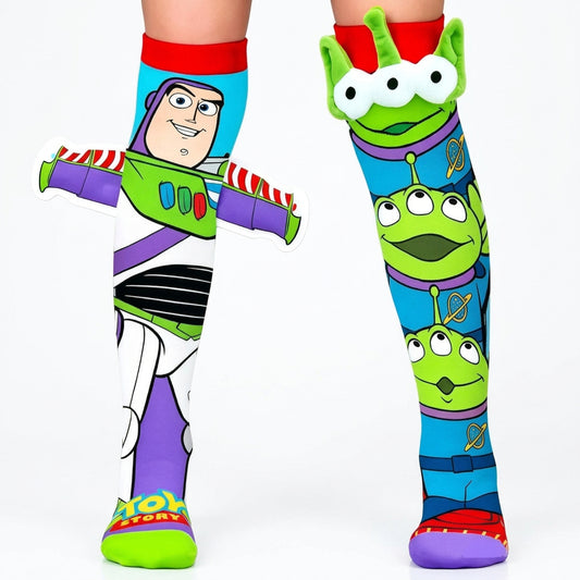 Toy Story Mismatched Knee-High Socks - Buzz Lightyear & Aliens