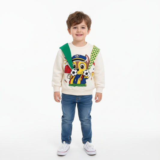 Paw Patrol Chase 3D Cartoon Applique Pullover Sweatshirt