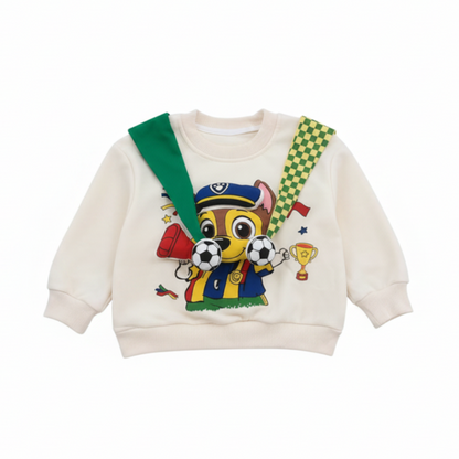 Paw Patrol Chase 3D Cartoon Applique Pullover Sweatshirt