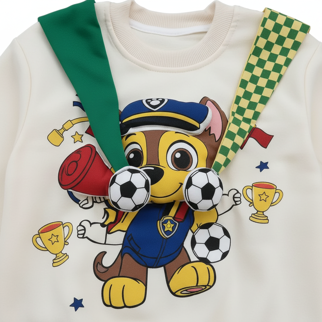 Paw Patrol Chase 3D Cartoon Applique Pullover Sweatshirt
