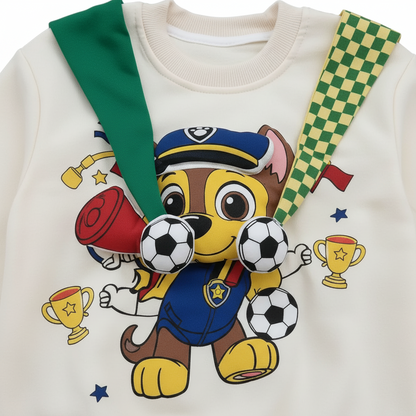 Paw Patrol Chase 3D Cartoon Applique Pullover Sweatshirt