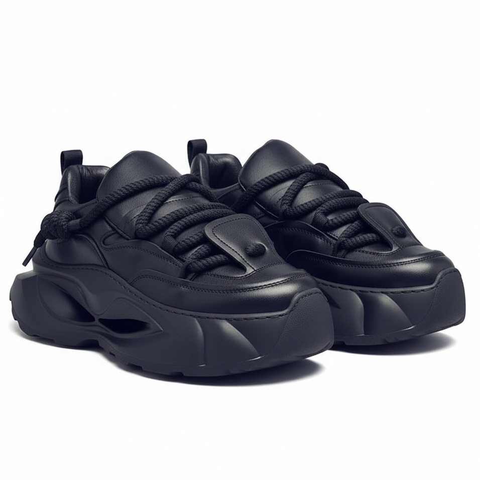 Men's Alpha Sole Leather Shoes (Black)