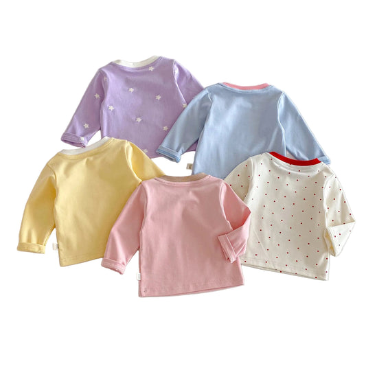 Girls' Cartoon Print Long Sleeves T-shirt 5-Piece Set