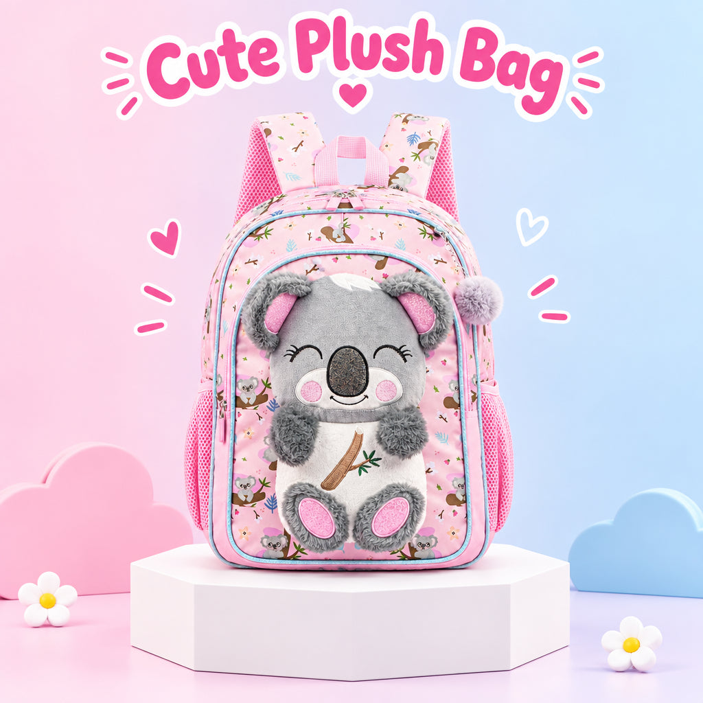 Girl's 3D Fox Plush School Backpack
