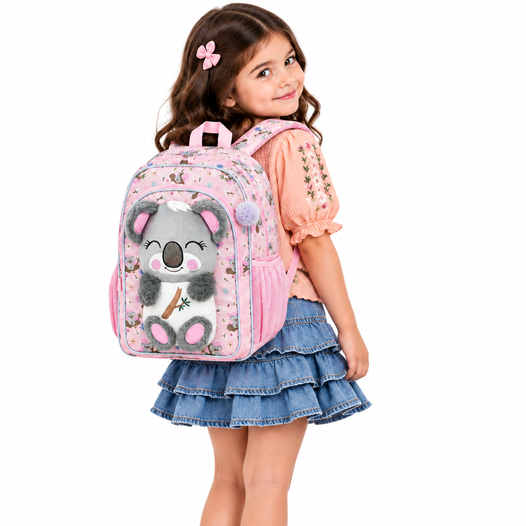 Girl's 3D Fox Plush School Backpack