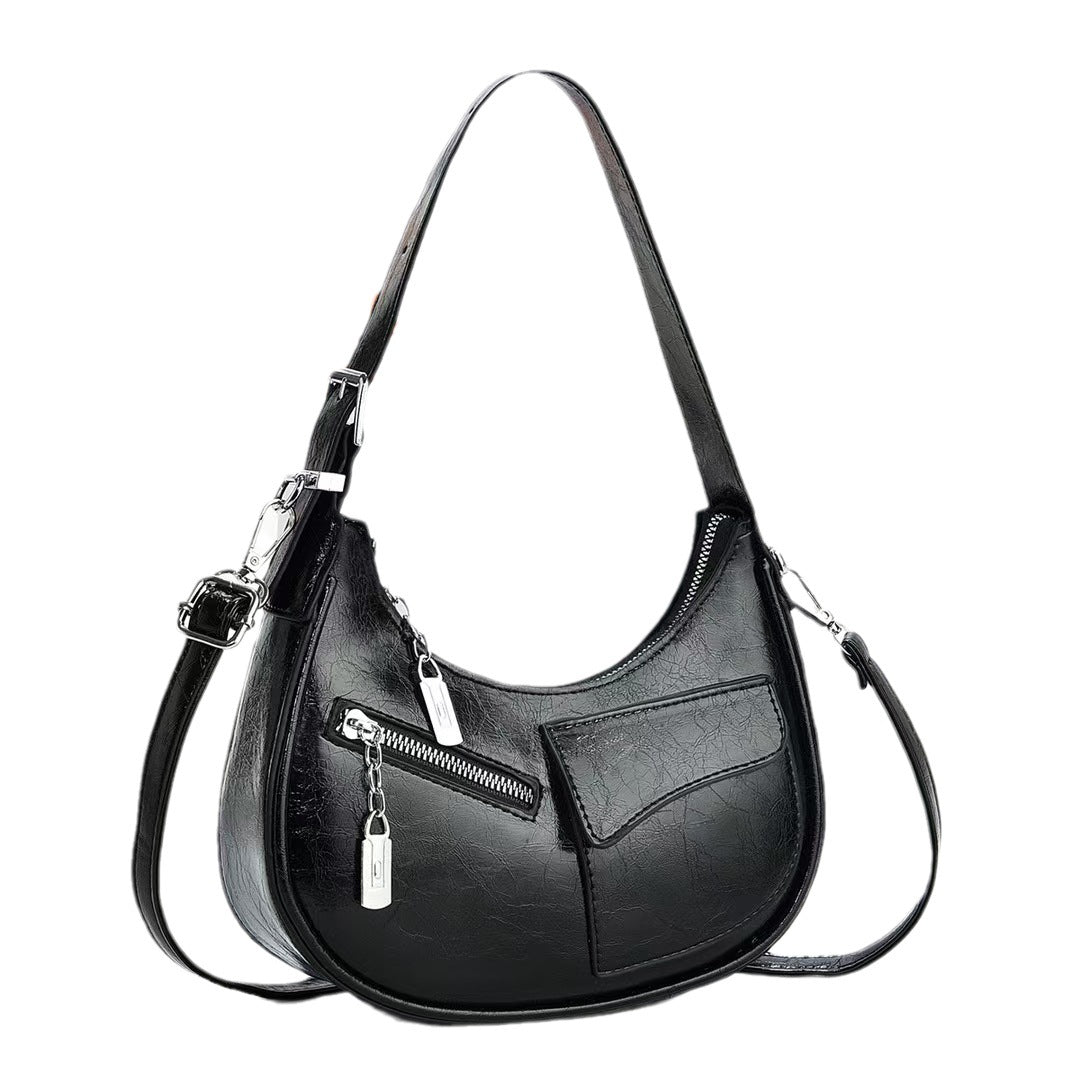 Retro Multi-Pocket Crescent Crossbody/Handbag