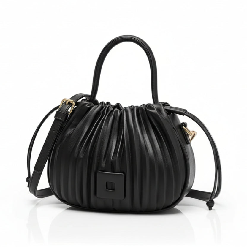Pleated Bucket Crossbody Bag