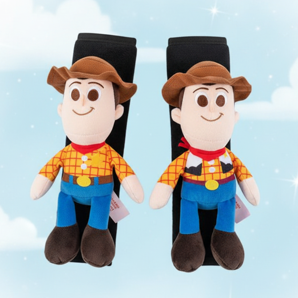 Toy Story Buzz Lightyear & Woody Plush Seat Belt Protective Cover Set