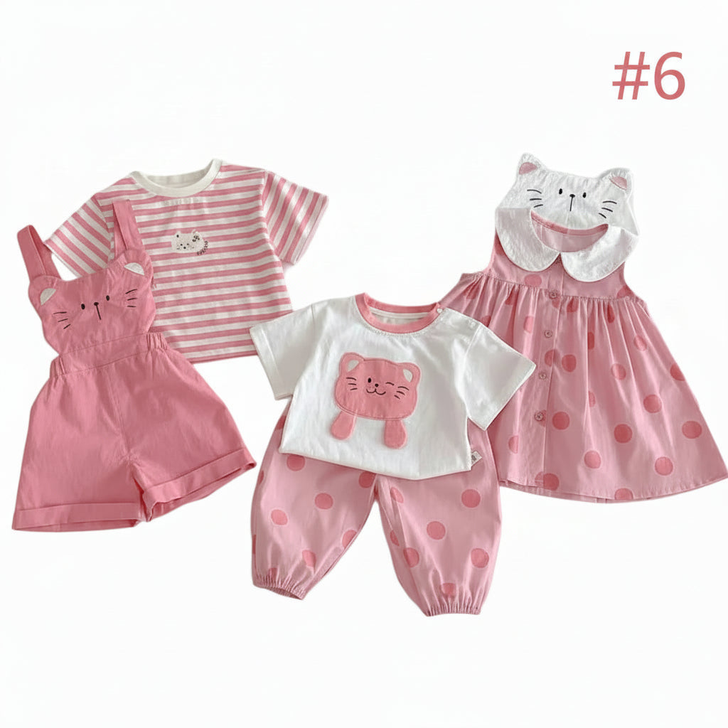 Girls' Pink Cat Outfit Set
