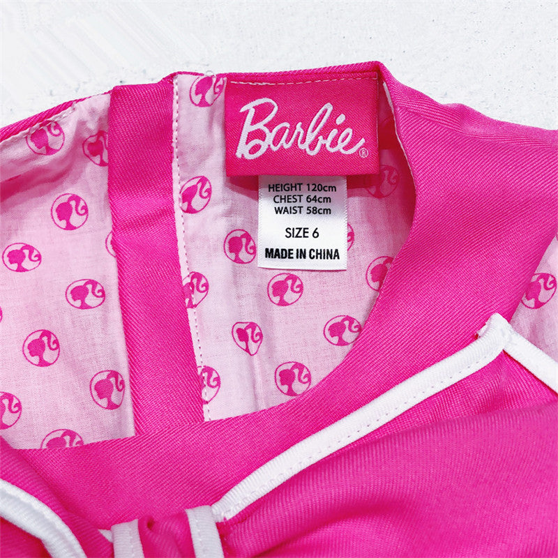 Barbie Girls Pink A-Line Casual Dress with Statement Bow Accent