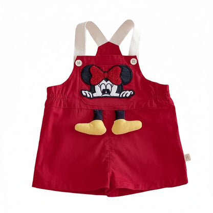 Minnie Mouse Girl's Red Shorts Overall Outfit Set