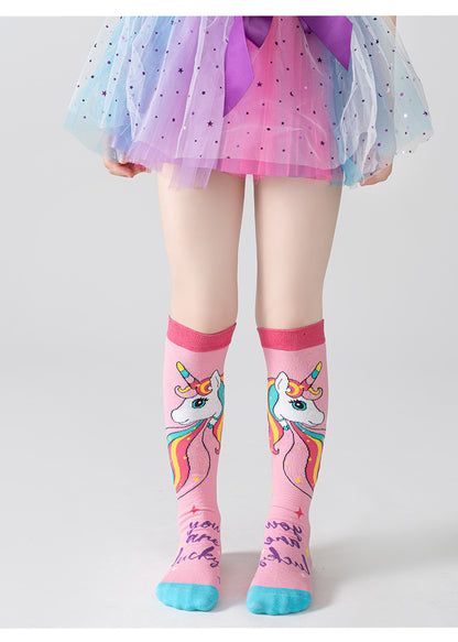 Adorable Children's Knee-High Unicorn Crazy Socks