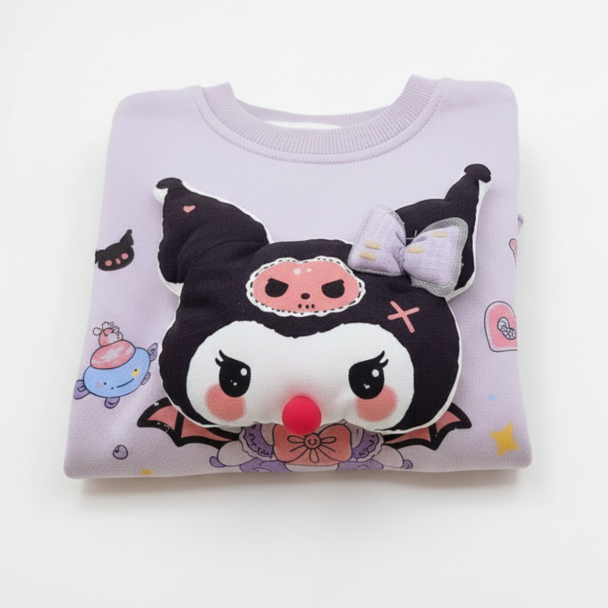 Girls 3D Cartoon Applique Pullover Sweatshirt