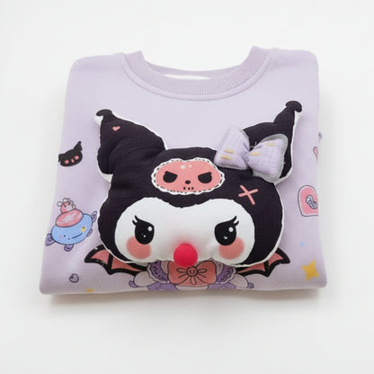 Girls 3D Cartoon Applique Pullover Sweatshirt