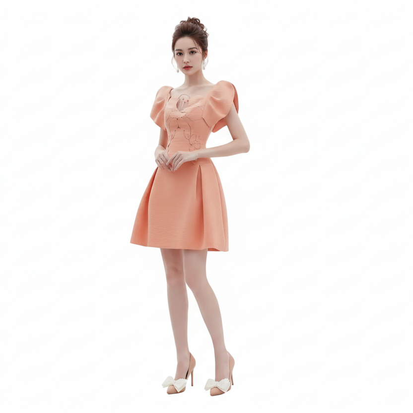 Bloom Retro Puff Sleeve Mini Dress