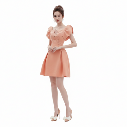Bloom Retro Puff Sleeve Mini Dress
