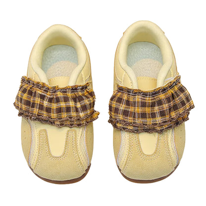 Girl's Tartan Soft Sole Sneakers - Pink
