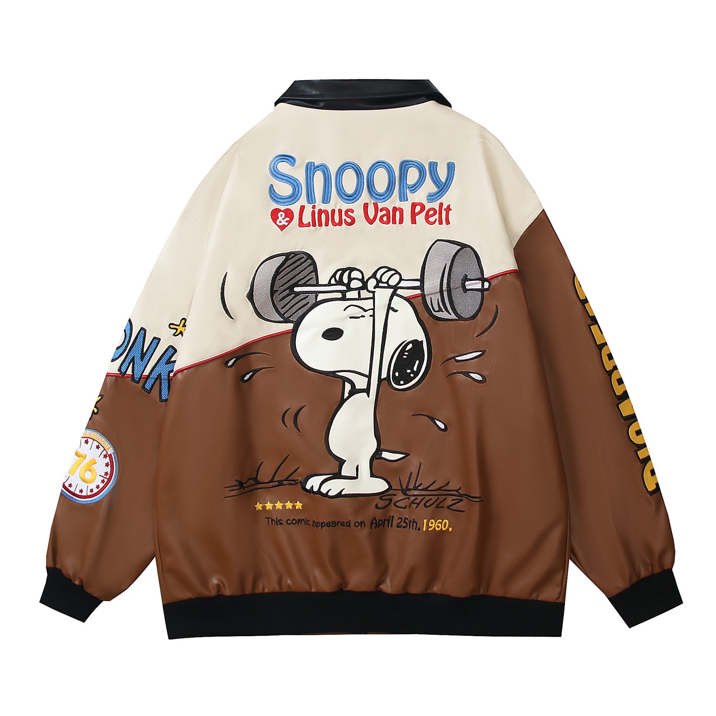 Snoopy "Disappear" PU Leather Varsity Jacket